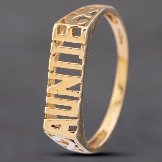 Second Hand 9ct Yellow Gold Auntie Dress Ring 412900428
