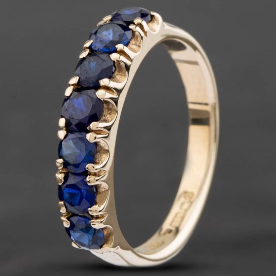 Second Hand Vintage 9ct Yellow Gold Sapphire Half Eternity Ring 4129015