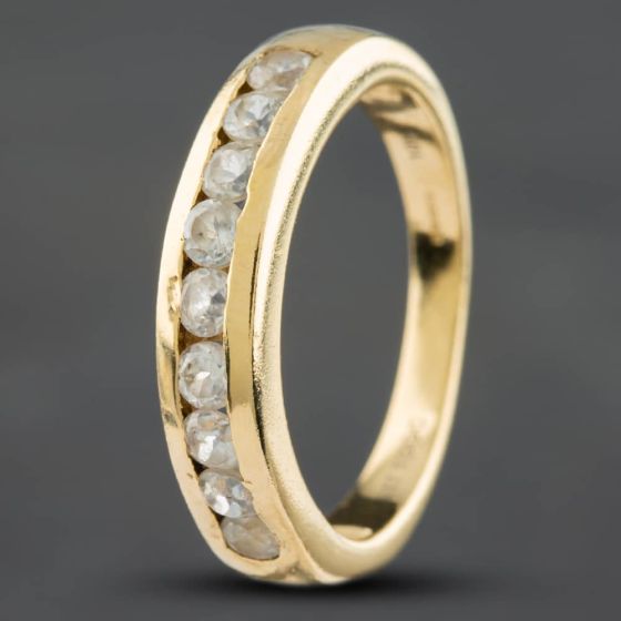 Second Hand 9ct Yellow Gold Cubic Zirconia Nine Stone Half Eternity Ring 41295814