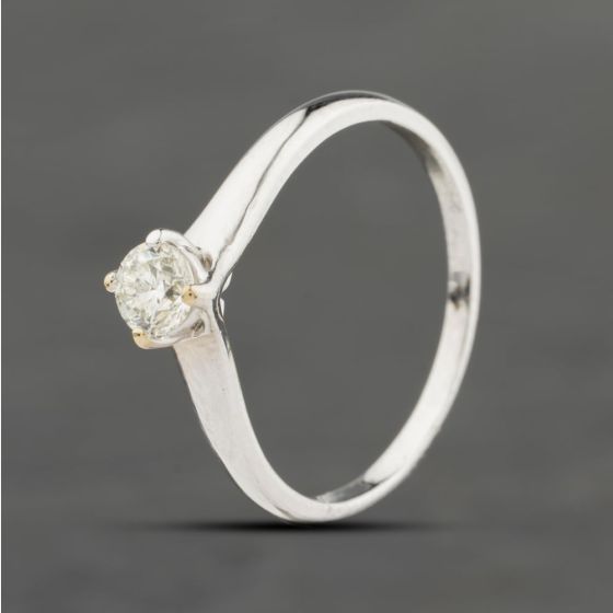 Second Hand 9ct White Gold 0.25ct Brilliant Cut Diamond Solitaire Ring 413302157964