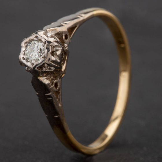 Second Hand 18ct Yellow Gold Diamond Solitaire Ring 4133953