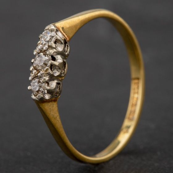 Second Hand Yellow Gold Old Cut Three Stone Diamond Ring 4133962