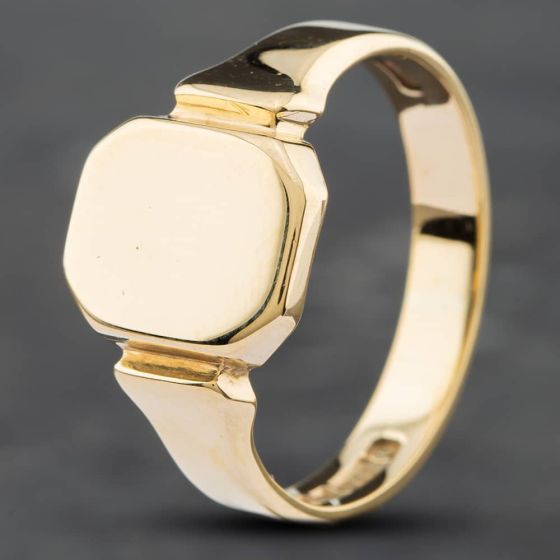 Second Hand Vintage 9ct Yellow Gold Oblong Signet Ring 41341098