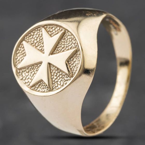 Second Hand 9ct White Gold Maltese Signet Ring 41341364