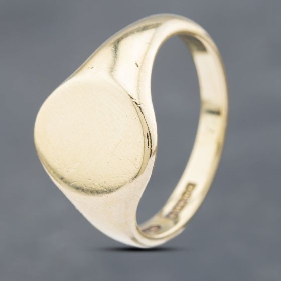 Second Hand 9ct Yellow Gold Plain Oval Signet Ring 41341728