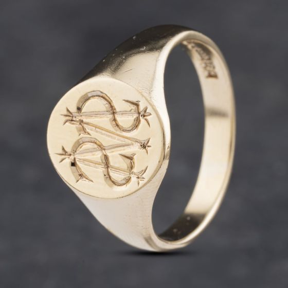 Second Hand Vintage 9ct Yellow Gold Oval Signet Ring 41341839