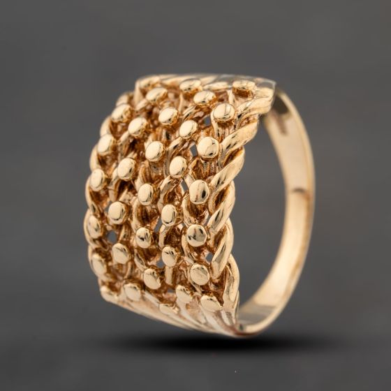 Second Hand 9ct Yellow Gold Five Row Keeper Ring 41341841