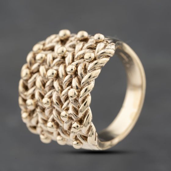 Second Hand 9ct Yellow Gold 5 Row Heavy Keeper Ring 41341861