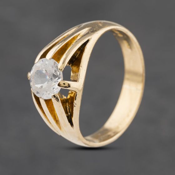 Second Hand Vintage 9ct Yellow Gold Cubic Zirconia Signet Ring 41341913