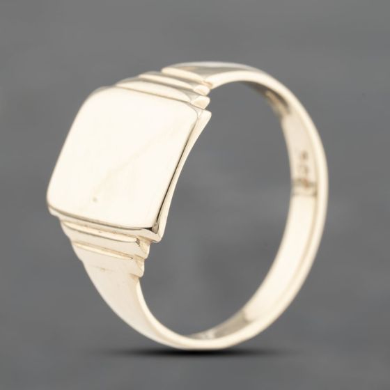 Second Hand 9ct Yellow Gold Plain Oblong Signet Ring 41341928