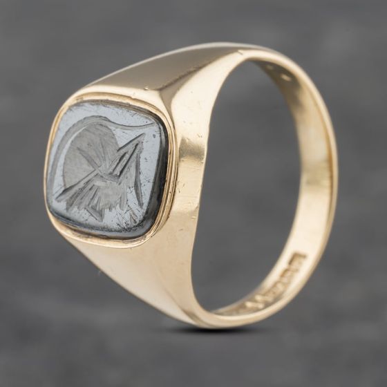 Second Hand 9ct Yellow Gold Hematite Signet Ring 41341944