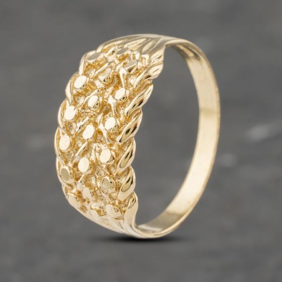 Second Hand 9ct Yellow Gold Three Row Keeper Ring 41341972