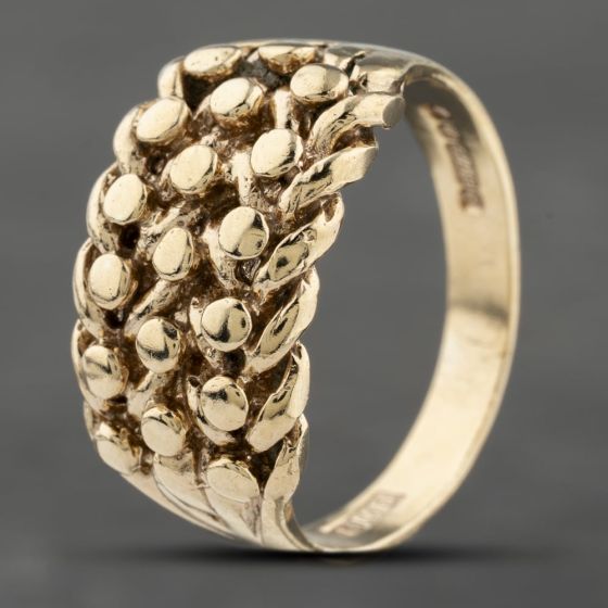 Second Hand 9ct Yellow Gold Three Row Keeper Ring 41342006
