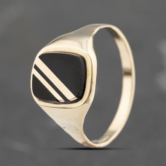Second Hand 9ct White Gold Onyx Signet Ring 41342012