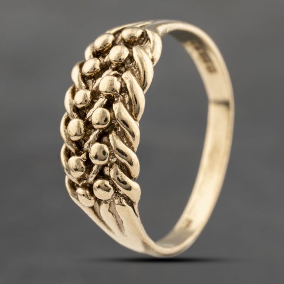 Second Hand 9ct Yellow Gold Two Row Keeper Ring 41342134