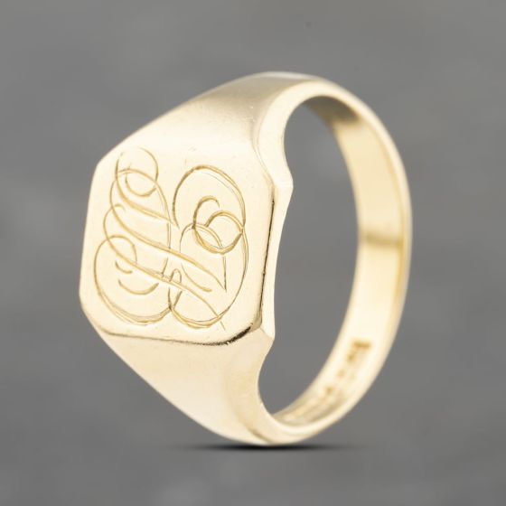 Second Hand Vintage 18ct Yellow Gold Square Signet Ring 41342155