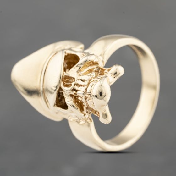 Second Hand 9ct Yellow Gold Pirate Skull Signet Ring 41342157