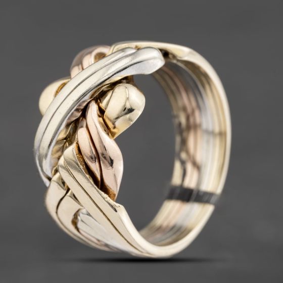 Second Hand 9ct Three Colour Gold Puzzle Signet Ring 41342193