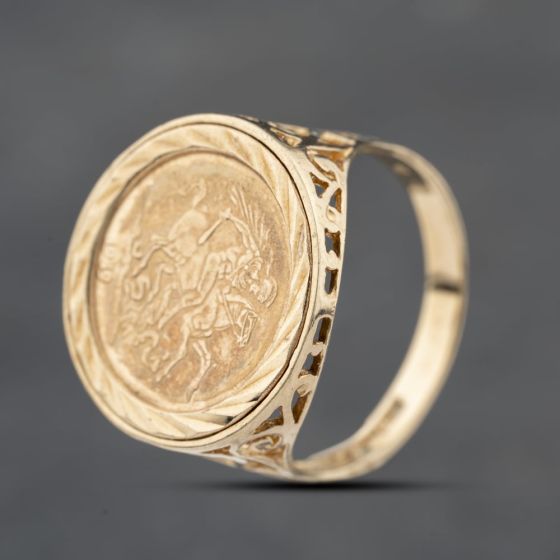Second Hand 9ct Yellow Gold St George Signet Ring 41342216