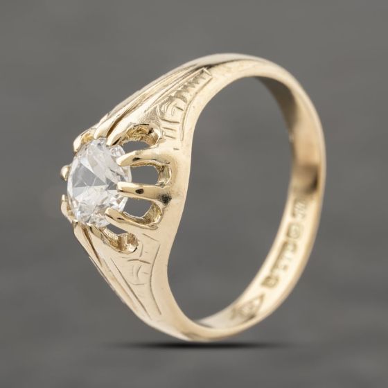 Second Hand Vintage 9ct Yellow Gold Cubic Zirconia Signet Ring 41342272