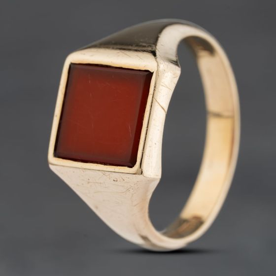 Second Hand 9ct Yellow Gold Carnelian Signet Ring 41342283