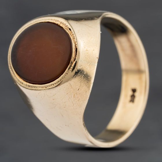 Second Hand Yellow Gold Carnelian Oval Signet Ring 41342293