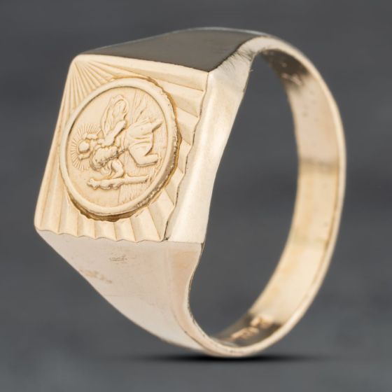 Second Hand 9ct Yellow Gold St Christopher Signet Ring 41342295