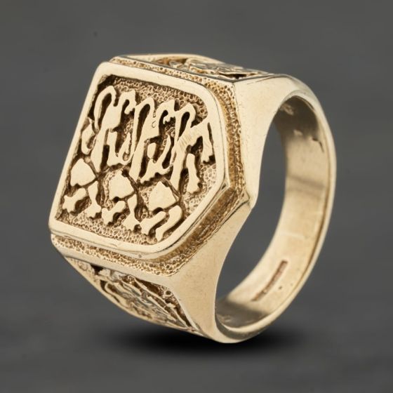 Second Hand 9ct Yellow Gold England Crest Three Lions Signet Ring 41342314