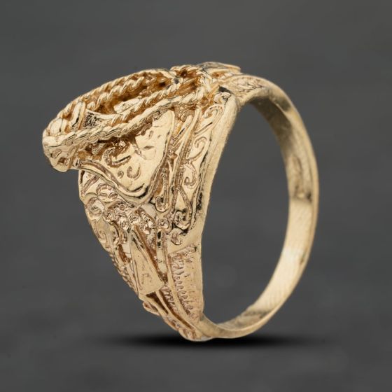 Second Hand 9ct Yellow Gold Engraved Saddle Ring 41342317