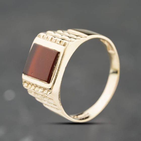 Second Hand 9ct Yellow Gold Cornelian Signet Ring 41342354