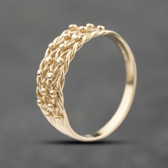 Second Hand 9ct Yellow Gold Three Row Keeper Ring 41342368