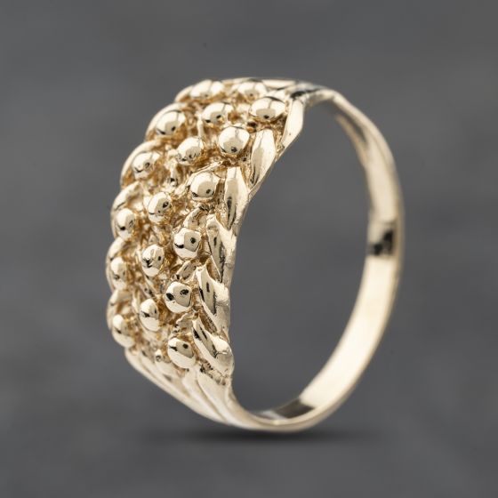 Second Hand 9ct Yellow Gold Three Row Keeper Ring 41342373