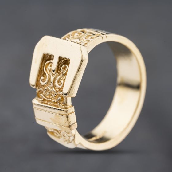 Second Hand 9ct Yellow Gold Buckle Signet Ring 41342386