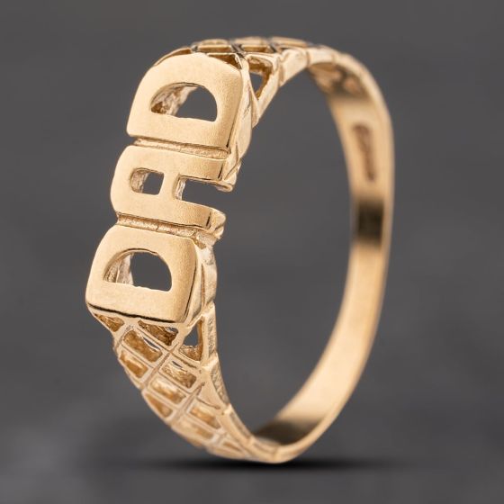 Second Hand 9ct Yellow Gold Dad Signet Ring 41342407