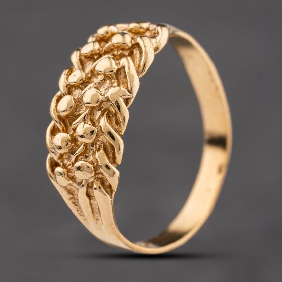 Second Hand 9ct Yellow Gold Two Row Keeper Ring 41342415