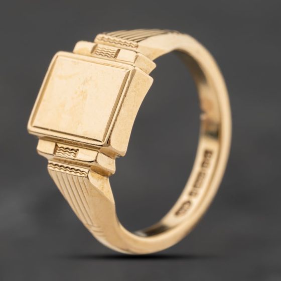 Second Hand 9ct Yellow Gold Plain Square Signet Ring 41342431