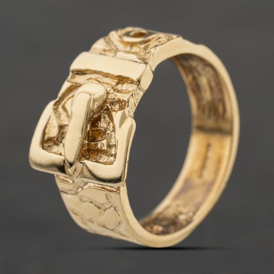 Second Hand 9ct Yellow Gold Engraved Buckle Ring 41342452