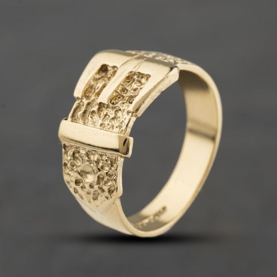 Second Hand 9ct Yellow Gold Patterned Buckle Ring 41342484