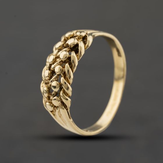 Second Hand 9ct Yellow Gold Two Row Keeper Ring 41342501