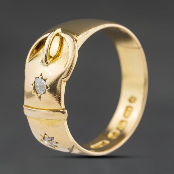 Second Hand 18ct Yellow Gold Diamond Plain Buckle Ring 41342503