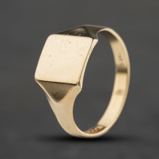 Second Hand 9ct Yellow Gold Plain Oblong Signet Ring 41342556