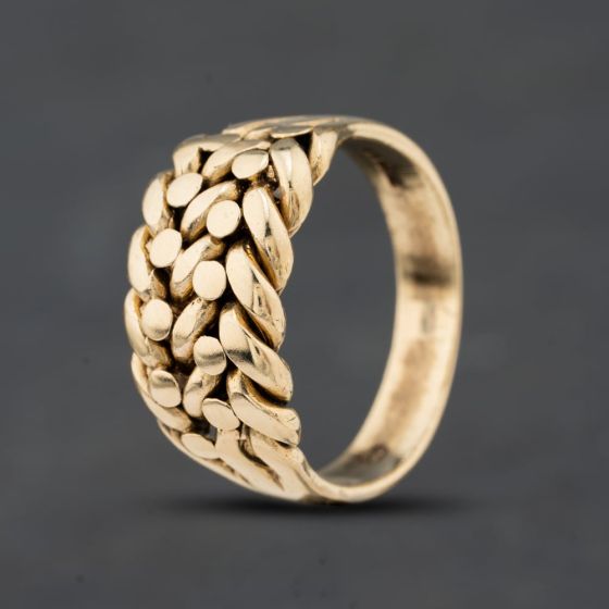 Second Hand 9ct Yellow Gold 2 Row Keeper Ring 41342609