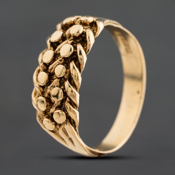 Second Hand 9ct Yellow Gold Two Row Keeper Ring 41342640