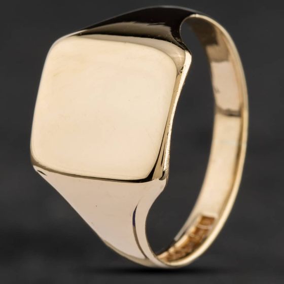 Second Hand Vintage 9ct Yellow Gold Plain Oblong Signet Ring 4134832