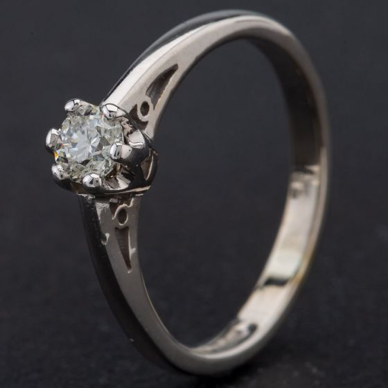 Second Hand 9ct White Gold 0.25ct Diamond 6 Claw Solitaire Ring 4138045