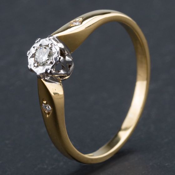 Second Hand 18ct Yellow Gold Brilliant Cut Diamond Solitaire Ring 4138067