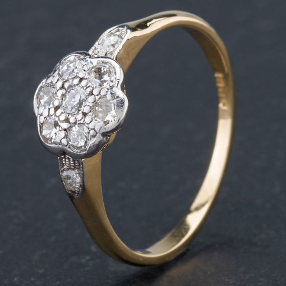 Second Hand Vintage Old Cut Diamond Flower Cluster Ring 4138070