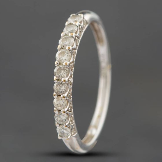 Second Hand 9ct White Gold 0.33ct Brilliant Cut Diamond Half Eternity Ring 41381107