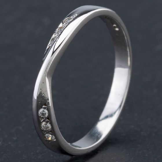 Second Hand Platinum Brilliant Cut Diamond Crossover Twist Style Ring 4138115