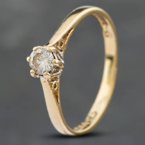 Second Hand 9ct Yellow Gold 0.15ct Diamond Solitaire Ring 41381463